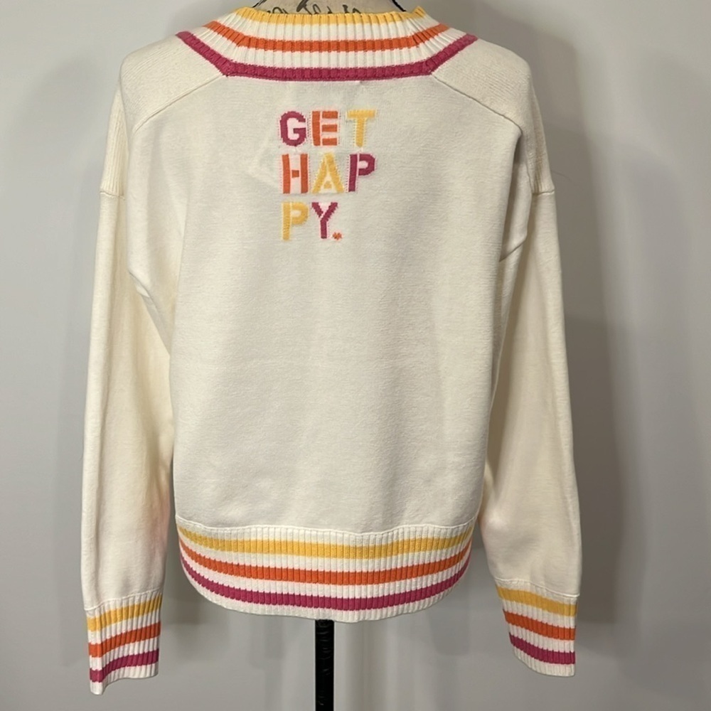 NWT Kerri Rosenthal ‘Get Happy’ V-neck sweater M - Picture 2 of 7